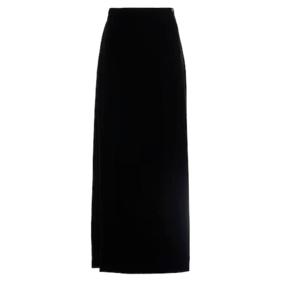 1980's SAINT LAURENT black crepe maxi wrap skirt Size S - Picture 2 of 16